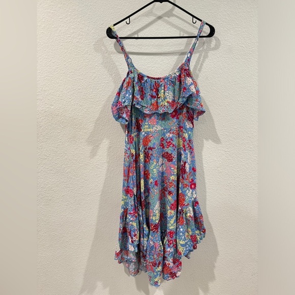 NWT Abel the Label ATL Candy Florals Blue Floral Sleeveless Midi Ruffle Dress S - Picture 9 of 16